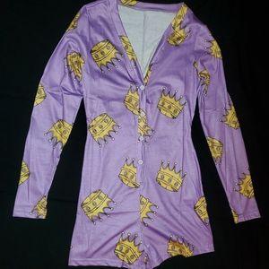 Comfortable Purple Queen Printed Pajama Romper